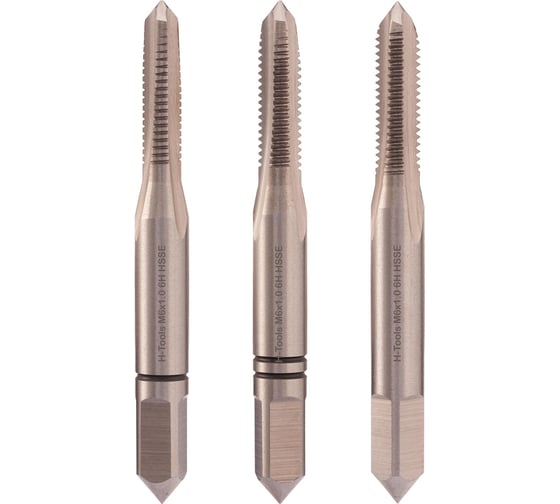 Изображение товара Набор метчиков из 3-х шт. H-Tools М6 шаг 1.0мм DIN352 HSSE 230060EHT