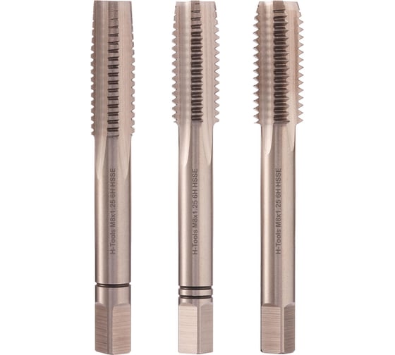 Изображение товара Набор метчиков из 3-х шт. H-Tools М8 шаг 1.25мм DIN352 HSSE 230080EHT