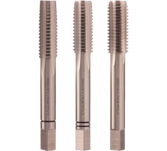 Изображение товара Набор метчиков из 3-х шт. H-Tools М10 шаг 1.5мм DIN352 HSS-G 230100HT