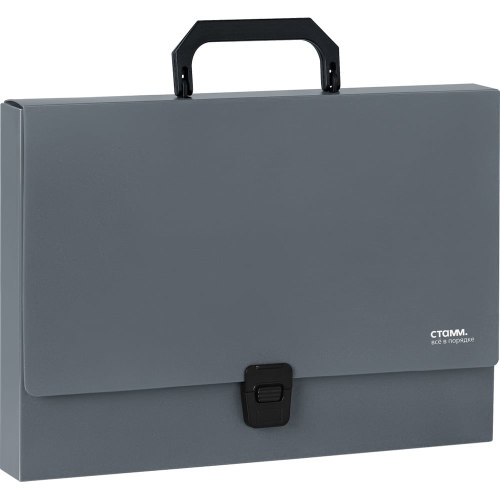 Изображение товара Папка-портфель СТАММ 1 отделение А4 600 мкм пластик серый ММ-30698