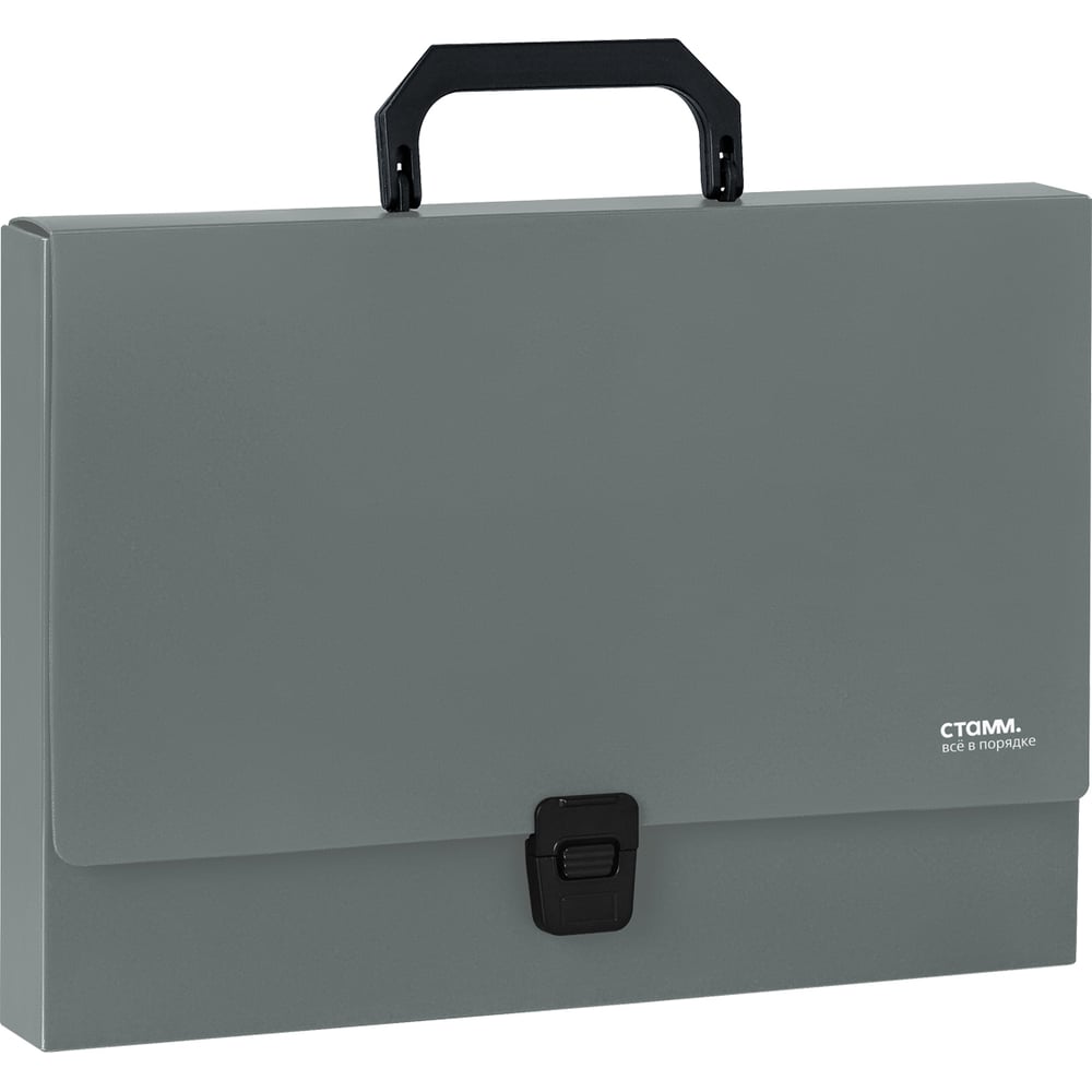 Изображение товара Пластиковая папка-портфель формата А4 с замком, 1 отделение, серый, 1000 мкм