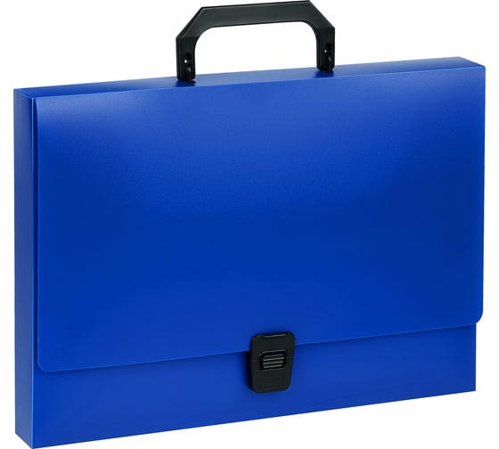 Изображение товара Папка-портфель СТАММ 1 отделение, А4, 600 мкм, на замке, пластик, синий ММ-30699