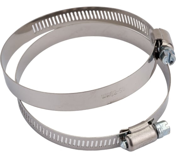 Изображение товара Хомуты Зубр ЭКСПЕРТ нерж. сталь, просечная лента 12 мм, 65-89 мм, 2 шт. 37815-065-89-2