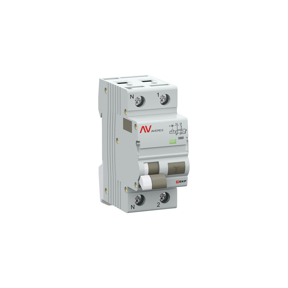 Дифференциальный автомат EKF DVA-10 1P+N, 10А (D), 100мА (A), 10кА, AVERES rcbo10-1pn-10D-100-a-av