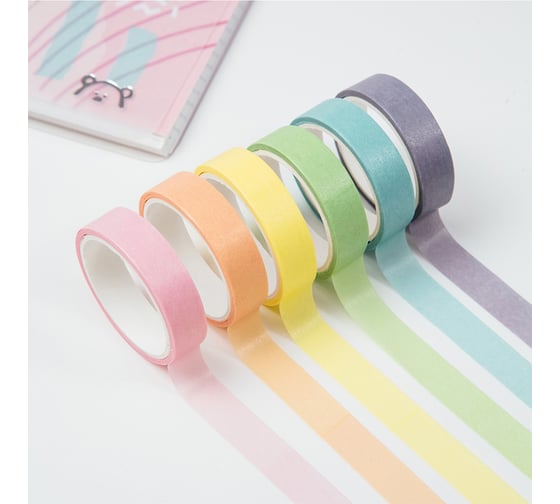 Изображение товара Набор клейких декоративных лент MESHU Macaron, 6 шт. MS_36891