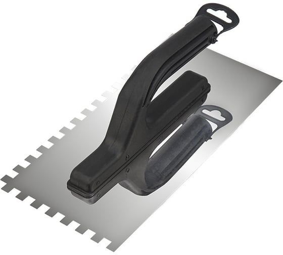 Изображение товара Нержавеющая гладилка REXANT 130х270 мм, зуб 10х10 мм, пластиковая ручка 89-0255