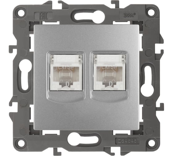 Изображение товара Розетка ЭРА 14310803 2хRJ45, IP20, алюминий Б0034310