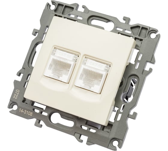 Изображение товара Розетка ЭРА 14310802 2хRJ45, IP20,сл.кость Б0034309