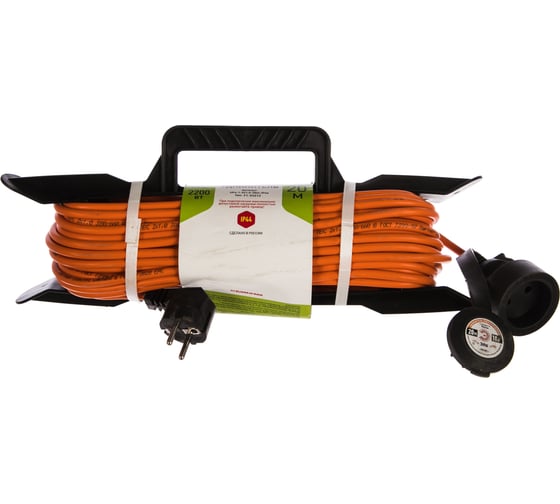 Изображение товара Силовой удлинитель ЭРА UFx-1-2x1.0-20m-IP44 на рамке, без заземления, 1 гнездо, 20м, ПВС 2х1 Б0043040