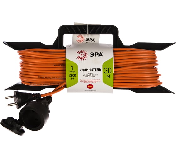 Изображение товара Силовой удлинитель ЭРА UFx-1-2x0.75-30m-IP44 на рамке, без заземления, 1 гнездо, 30м, ПВС 2x0.75 Б0046822