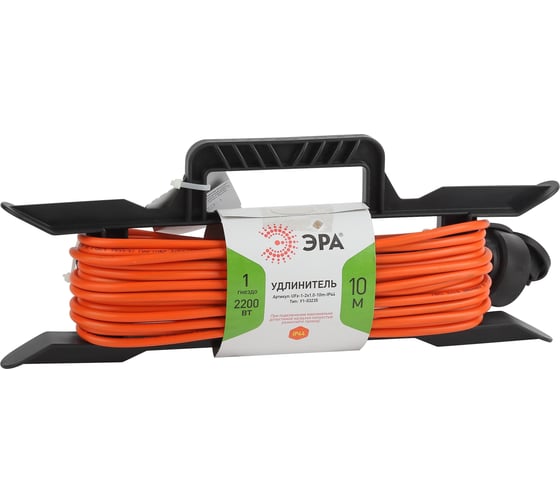 Изображение товара Силовой удлинитель ЭРА UFx-1-2x1.0-10m-IP44 на рамке, без заземления, 1 гнездо, 10м, ПВС, 2х1 Б0043039