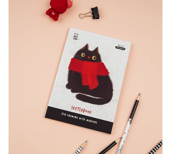 Изображение товара Скетчбук для рисования маркерами MESHU 50 листов, А5, на склейке, Cat, 90 г/м MS_53575