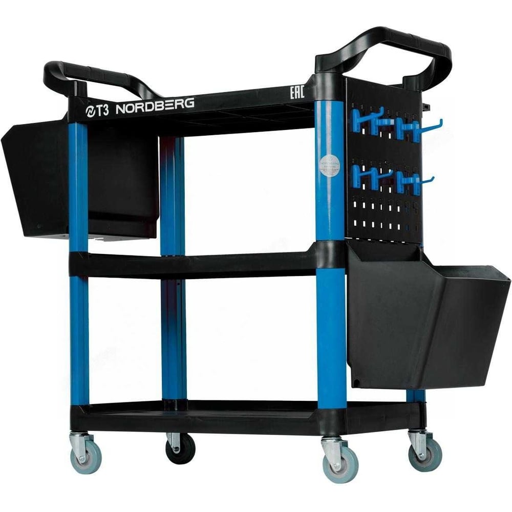 Изображение товара Инструментальная тележка с пластиковыми полками NORDBERG T3B синяя
