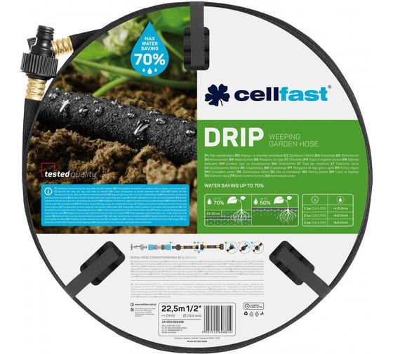 Изображение товара Сочащийся шланг Cellfast DRIP 1/2, 22.5 м 19-003