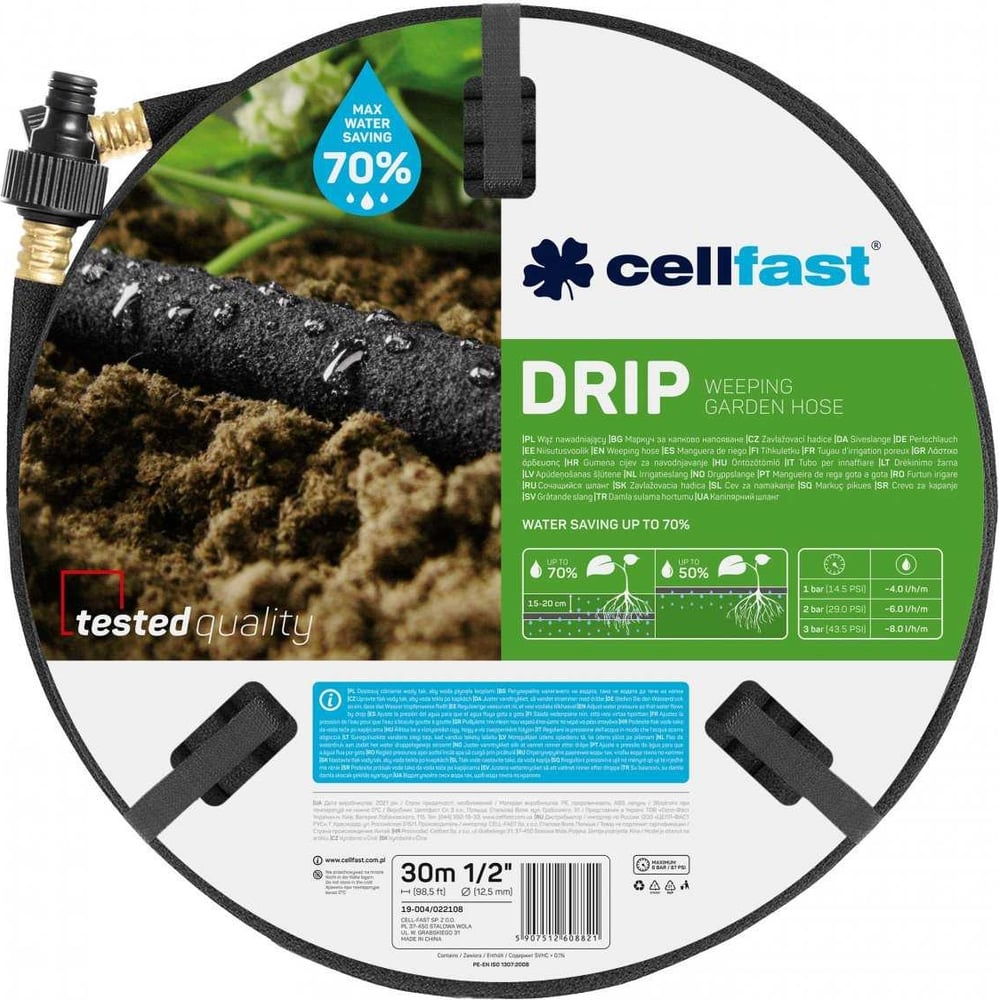 Изображение товара Сочащийся шланг Cellfast DRIP 1/2, 30 м 19-004