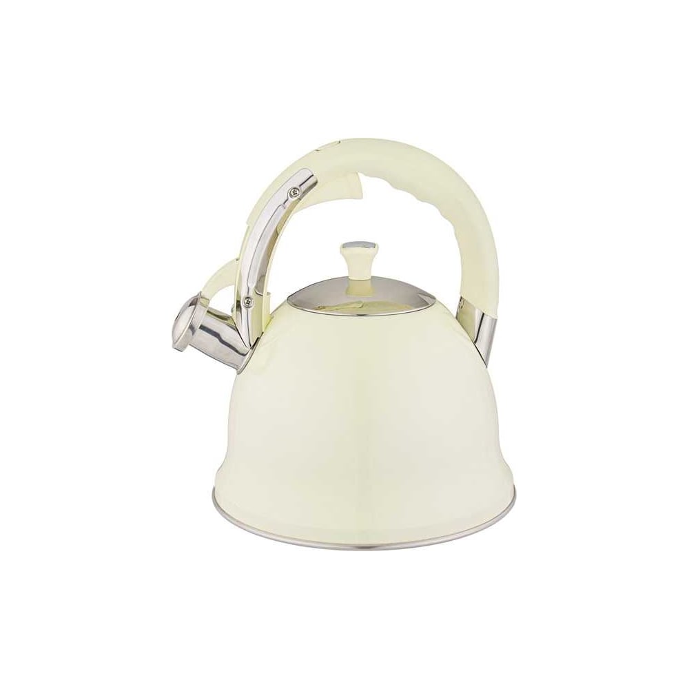 Изображение товара Чайник Agness со свистком 3 л нержавеющая сталь слоновая кость