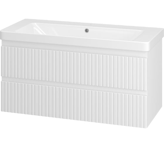 Изображение товара Подвесная тумба с раковиной Brevita victory - 105 с 2 ящиками, белая УТ000015996