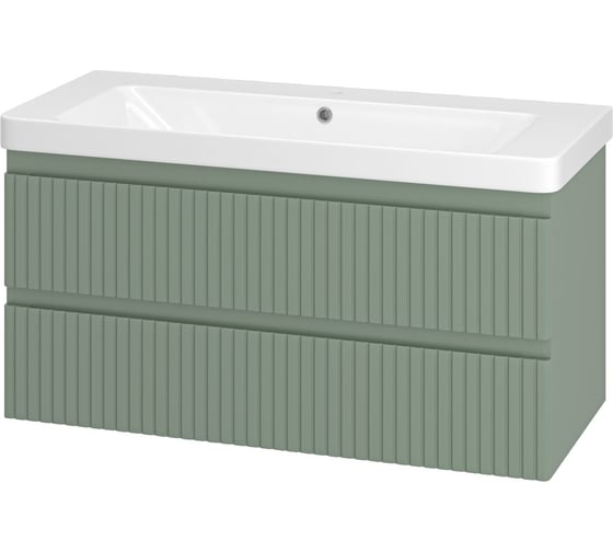 Изображение товара Подвесная тумба с раковиной Brevita victory - 105 с 2 ящиками, зеленая УТ000016000