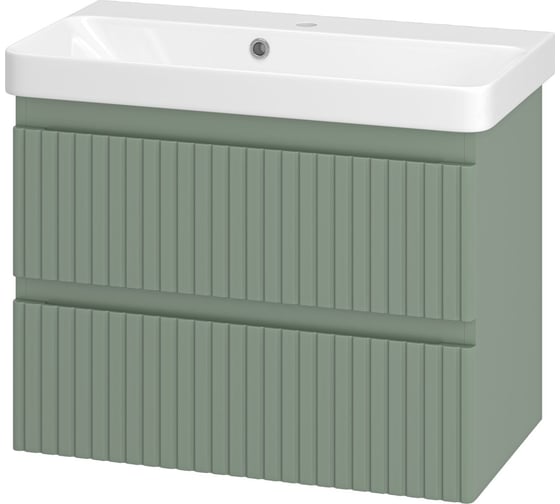 Изображение товара Подвесная тумба с раковиной Brevita victory - 70 с 2 ящиками, зеленая УТ000015998