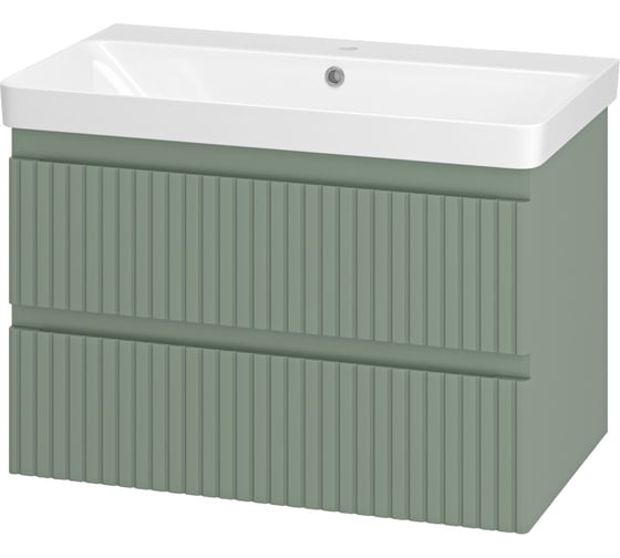 Изображение товара Подвесная тумба с раковиной Brevita victory - 80 с 2 ящиками, зеленая УТ000015999