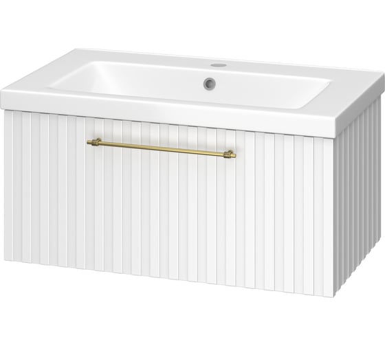 Изображение товара Подвесная тумба с раковиной Brevita alicante - 80 с 1 ящиком, белая УТ000015977