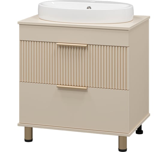 Изображение товара Напольная тумба с раковиной Brevita enfida - 70 с 2 ящиками, бежевая УТ000015614