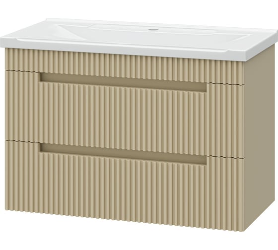 Изображение товара Подвесная тумба с раковиной Brevita ariana - 80 с 2 ящиками, капучино УТ000015746