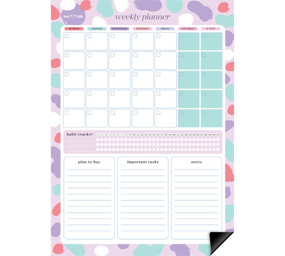 Изображение товара Магнитный планер на месяц MESHU А3, Bright color, с маркером MS_47322