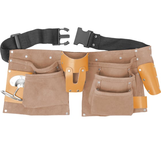 Изображение товара Пояс для инструмента FIT двойной, кожа, 10 отделений, 1 петля для инструмента 12523