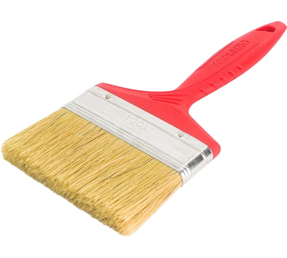 Изображение товара Плоская кисть Toolberg "Классик-стандарт" натуральная щетина, пластиковая рукоятка, 100 мм ЛА-00001935