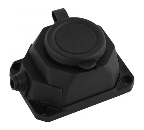 Изображение товара Каучуковая колодка ЭРА K1eBIP44 с заземлением, 1 гнездо, 16A, IP44, черная Б0044543