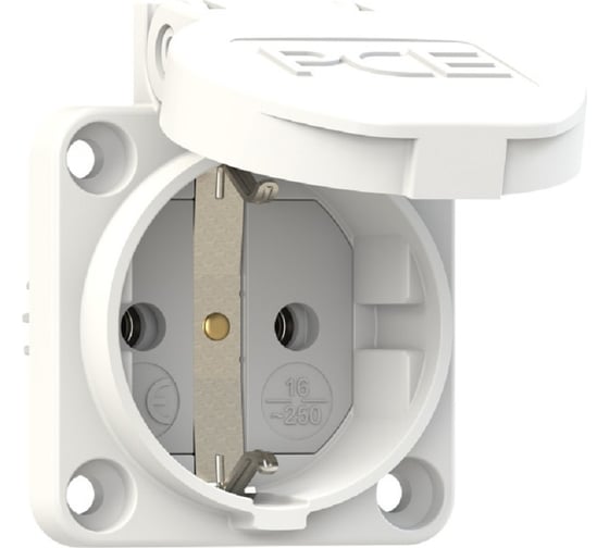 Изображение товара Розетка PCE встр 16а/220v/2p+e/ip54 50x50 подкл. сзади белая 105-0w
