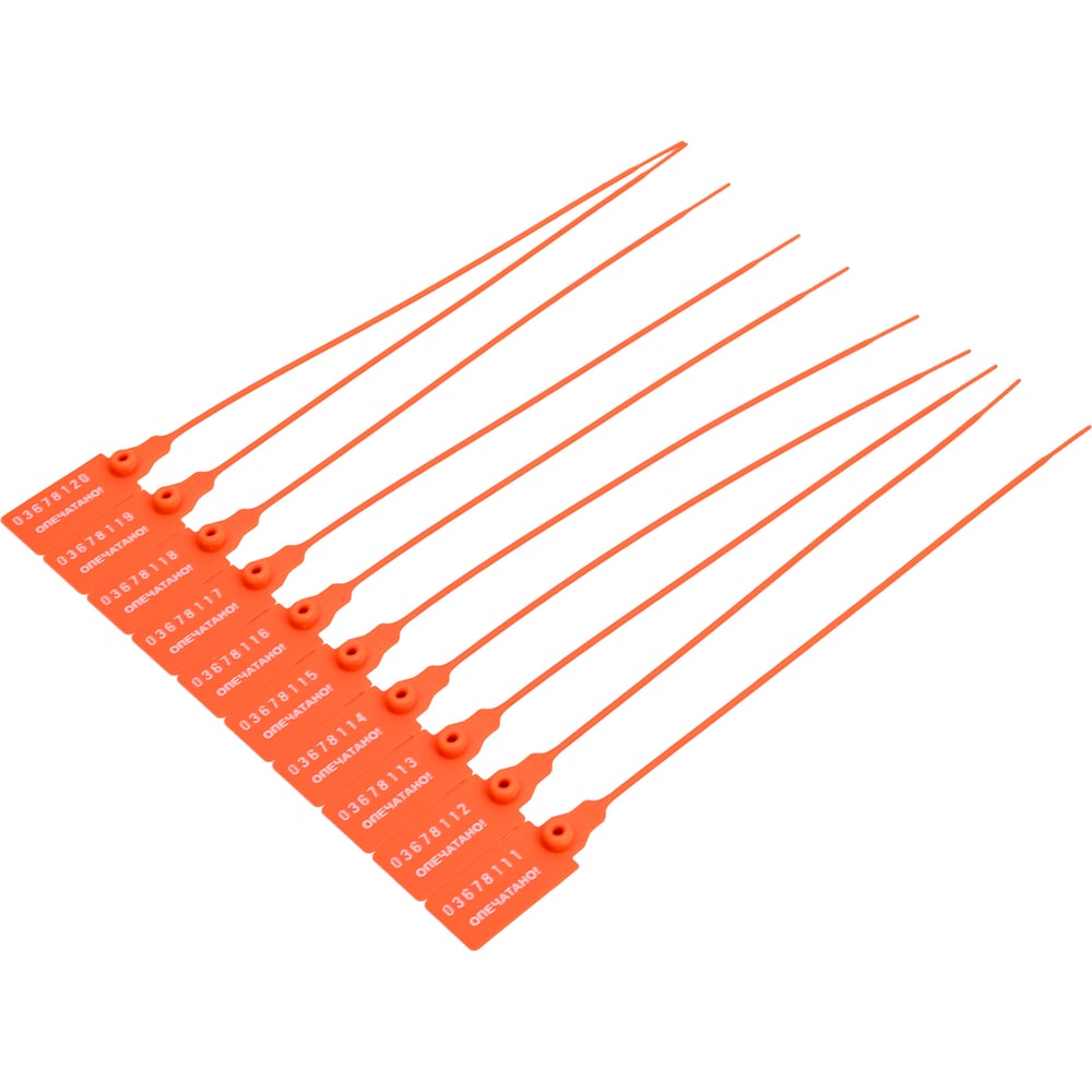 Изображение товара Пластиковая номерная пломба ООО Пломба.Ру 100 шт оранжевая долговечная