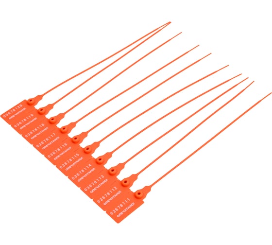 Изображение товара Пластиковая номерная пломба ООО Пломба.Ру d 2,3 мм., l 220 мм., цвет оранжевый 100 шт. кпп-3-1602 ст 1006064