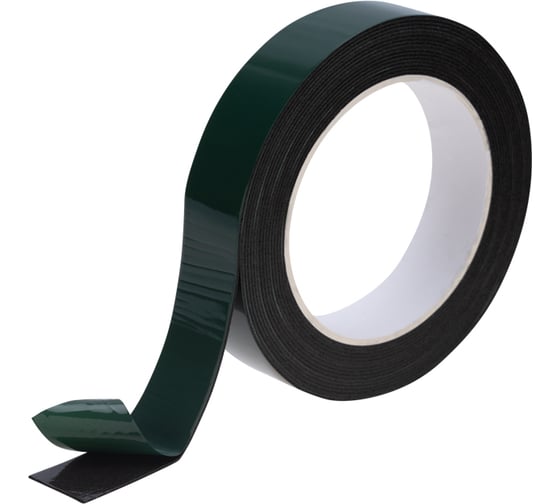 Изображение товара Двухсторонняя клейкая лента REXANT черная, вспененная ЭВА основа, 25 мм, ролик 5 м 09-6125