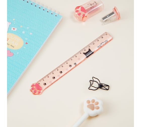 Изображение товара Линейка MESHU 15 см Paw, пластиковая, тонированная, с блестками, европодвес MS_46036