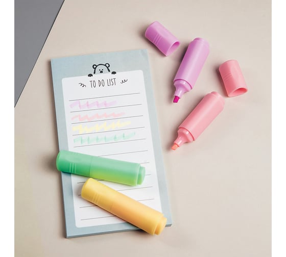 Изображение товара Набор текстовыделителей MESHU Pomadka 4 цвета, 1-3 мм, мини, скошенный MS_4HL50585