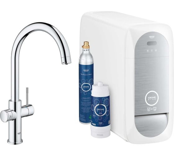 Изображение товара Смеситель для кухонной мойки Grohe Blue Home с системой фильтрации, охлаждения и газирования воды, хром 31455001
