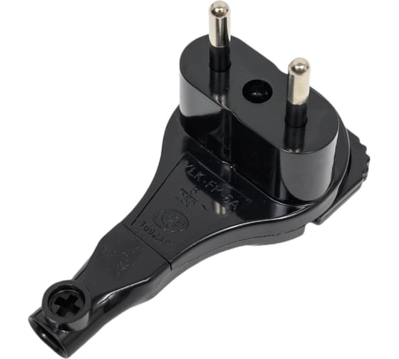 Изображение товара Угловая вилка Electraline плоская, 6А, черная 55055