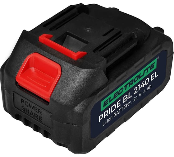 Изображение товара Аккумуляторная батарея Electrolite для шуруповерта, болгарки ушм, дрели, акб для электроинструмента, pride bl 2140 EL 21в, 4 ам/ч, литий-ионная 5567