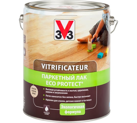 Изображение товара Полиуретановый акриловый паркетный лак V33 ECO PROTECT матовый 107856