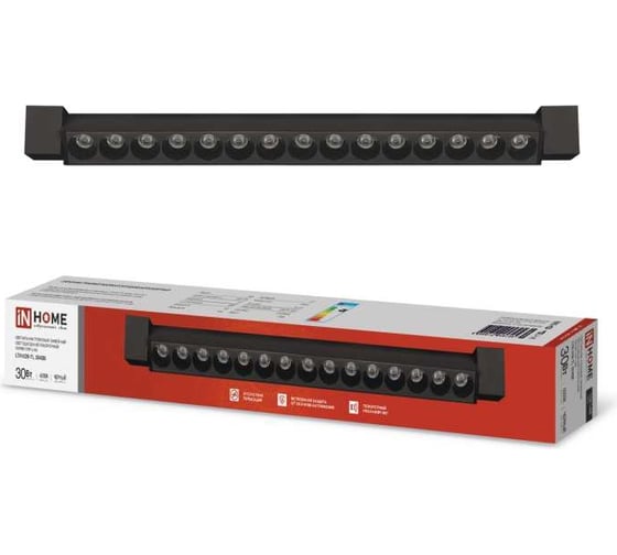 Изображение товара Трековый линейный светодиодный светильник IN HOME ltr-02r-tl 3040b 30вт, 4000к, 475мм, 24гр, черный, серии top-line 4690612045795