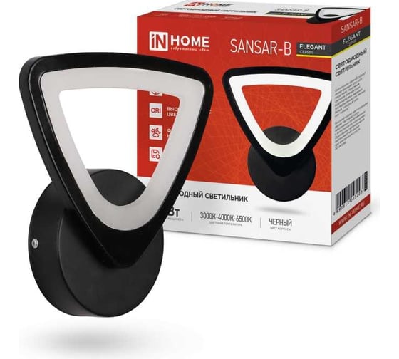 Изображение товара Светодиодный светильник IN HOMEelegant sansar-b 15вт, 230в, 3000-6500k, 1200лм, step color черный 4690612043203