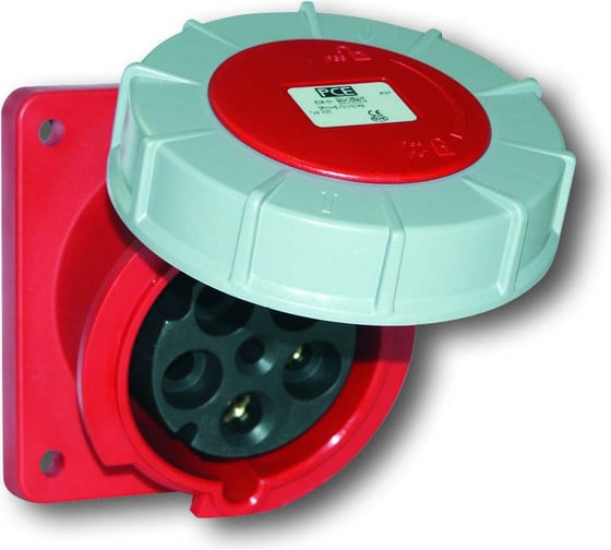 Изображение товара Встраиваемая наклонная розетка PCE 125а/400v/3p+n+e/ip67, фланец 120x130 445-6