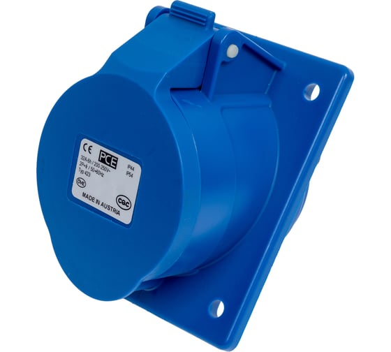 Изображение товара Встраиваемая наклонная розетка PCE 32a/230v/1p+n+e/ip44, фланец 80x97 423-6