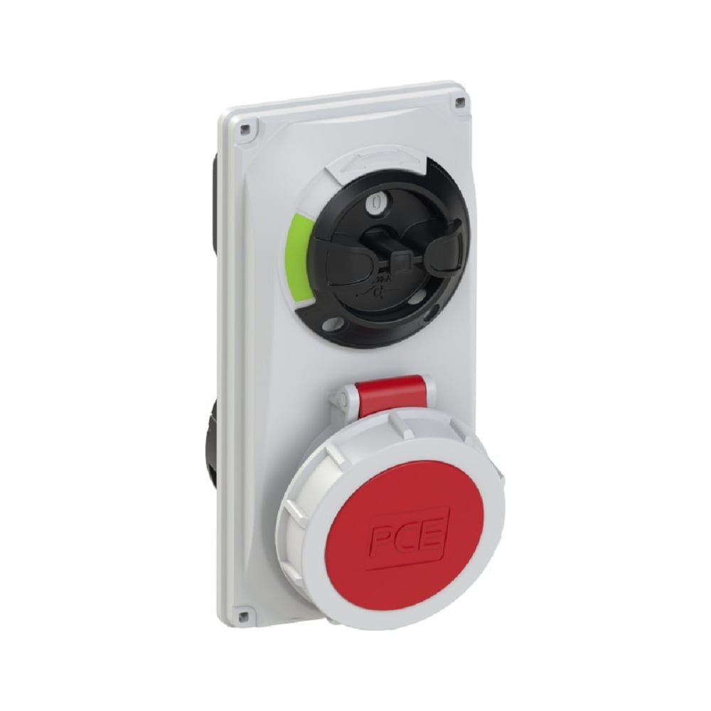Изображение товара Встраиваемая розетка PCE 32А 380В IP67 с блокировкой и креплением на стену