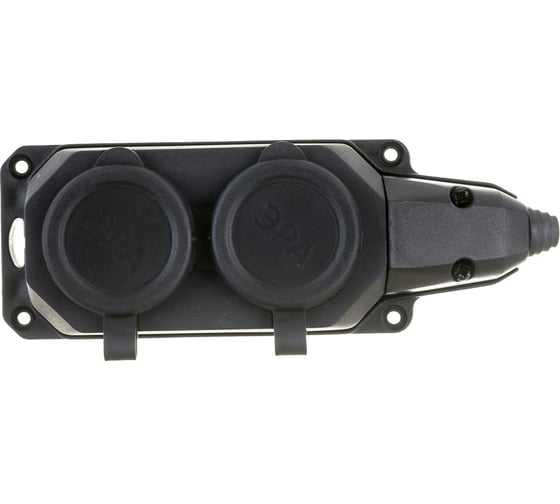 Изображение товара Каучуковая колодка ЭРА K-2e-B-IP44 с заземлением 2гнезда 16A IP44 черная Б0044544