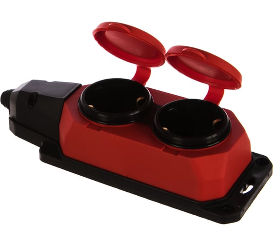 Изображение товара Каучуковая колодка ЭРА K2eREDIP44 с заземлением 2гнезда 16A IP44 красная Б0044551