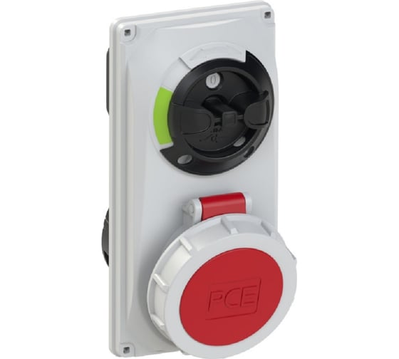 Изображение товара Встраиваемая розетка PCE 16а/380v/3p+e/ip67, с выключателем и блокировкой 60142-6