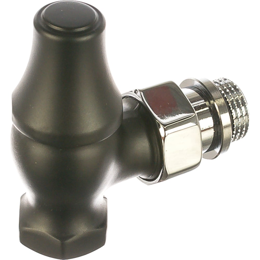 фото Угловой запорный клапан для радиатора sr rubinetterie ретро, цвет черный матовый 0341-1500vc0s